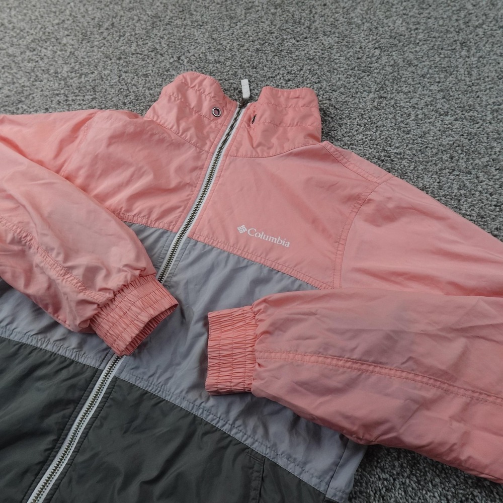 Columbia Jacket Womens S Pink Fleece Lined Full Zip Windbreaker Outdoor Coat Top
